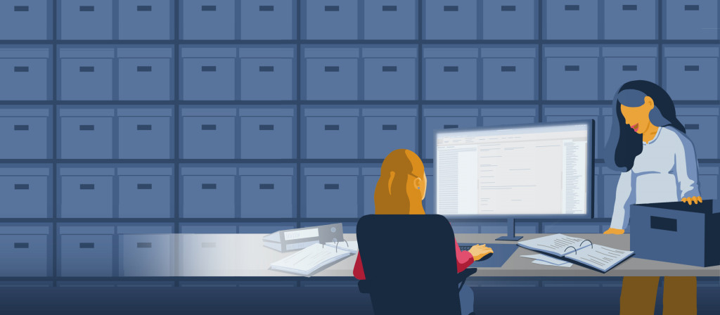 Team arbeitet mit digitalen Akten, um Informationen sicher zu verwalten und schnell zu finden.